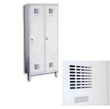 Öltözőszekrény, fém, dupla szellőzővel, 2 ajtós + lábazat (321w)