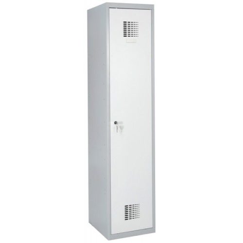 Öltözőszekrény, fém, dupla szellőzővel, 1 ajtós + válaszfal (410w)