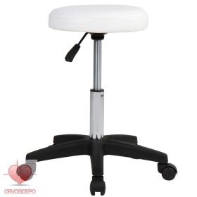  Forgó ülőke, fehér műbőrrel, műanyag talppal