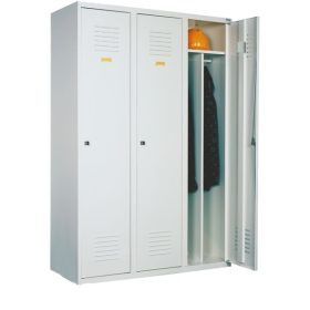 Öltözőszekrény, fém, 3 ajtós, válaszfallal (430)