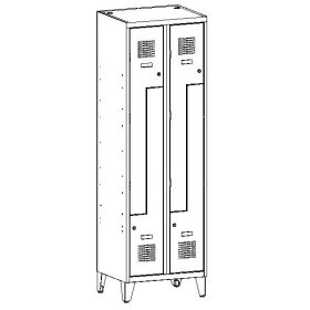   Öltözőszekrény, fém, szellőzővel, Z - 4 ajtós, széles + lábazat(42 WN)