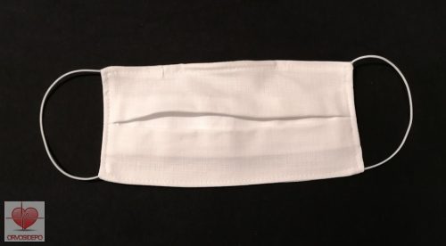 Textil szájmaszk, mosható/fertőtleníthető,  fehér, orrnyereg fém klipsszel ellátott. 5 db/csomag.  (1.090 Ft / db)