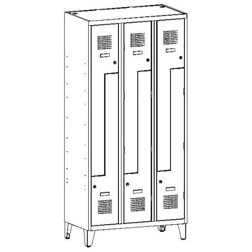 Öltözőszekrény, fém, szellőzővel, Z - 4 ajtós + lábazat (32 wn)