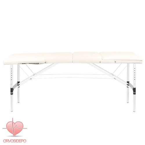 Összecsukható masszázságy, krém műbőrrel, alumínium, 3 szekciós (0790)