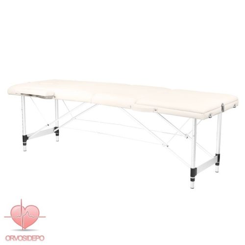 Összecsukható masszázságy, krém műbőrrel, alumínium, 3 szekciós (0790)