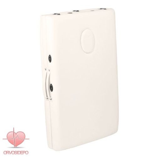 Összecsukható masszázságy, krém műbőrrel, alumínium, 3 szekciós (0790)